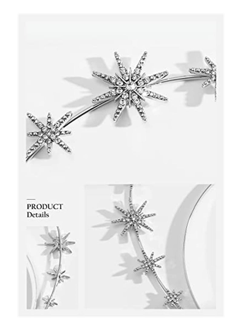 إسكدنيا Moon Stars Crown Halo Headband Crystal Tiaras and Crowns With Earrings for Women Bridal Wedding Prom Birthday Cosplay Hair Accessories for Women Girls - Image 5