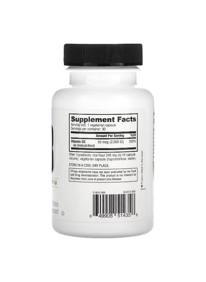 NutraBio NutraBio, Vitamin D-3, 50 mcg (2,000 IU), 90 Capsules  - Image 2