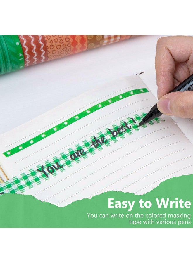 شيندل مجموعة شرائط واشي، 50 لفة من شرائط الحرف اليدوية وشريط الزخرفة وشريط التغطية اللاصق لمستلزمات سجل القصاصات ومجلات الحرف اليدوية بأربعة أحجام مختلفة - Image 5