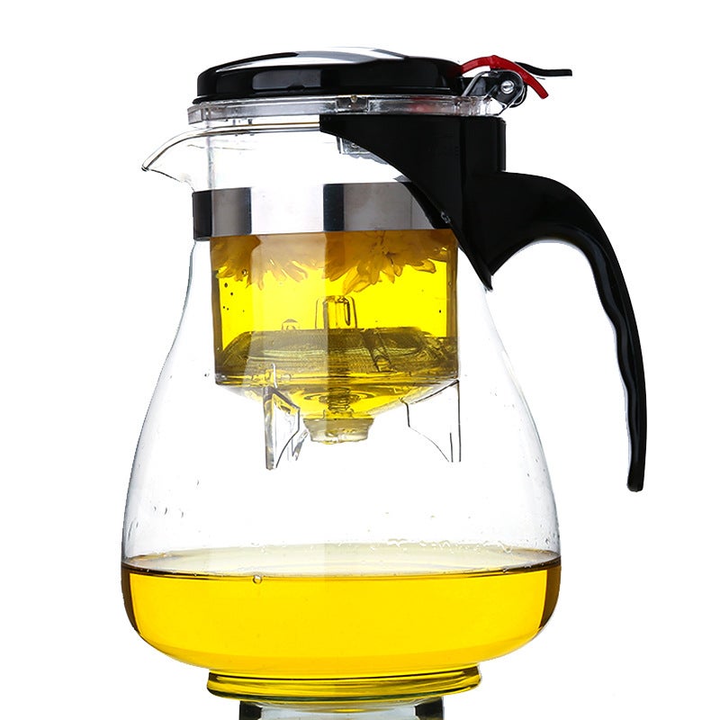 One-Click Tea-Water Separation Elegant Cup, High-Temperature Resistant Tea Set, Press Teapot, Glass Household Elegant Flower Teapot, Tea Brewing Pot - Image 1