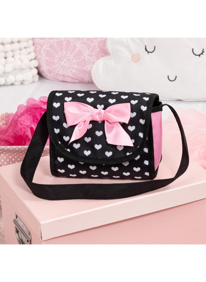 Bayer Design Dolls: Trendy Pram - Hearts Black & Pink - Includes Matching Shoulder Bag, for Dolls Up to 18", Foldable, Kids Pretend Play Toy, Ages 3+ - Image 5