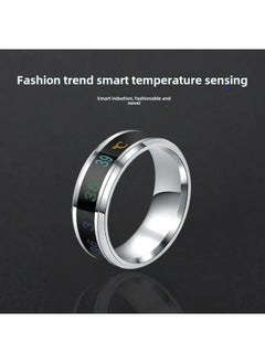Generic Intelligent Temperature-sensitive Color-changing Display Ring Men's Trendy Personalized Single Hip-hop Trendy Women's Titanium Steel Korean Ring Jewelry-Colour:Smart Temperature Sensing Ring [silver] No. 8 Finger Circumference 56.9mm  - Image 1