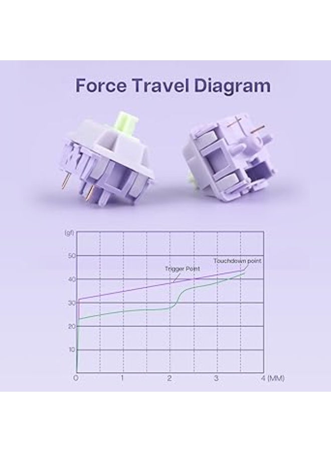 EPOMAKER Wisteria 39gf Linear Mechanical Keyboard Switches Set, 5 Pin Factory Lubed 30 Pieces Switch, with POM PTFE Stem, 20.4mm Spring, Compatible with MX Keycaps for Gaming Keyboard DIY - Image 4