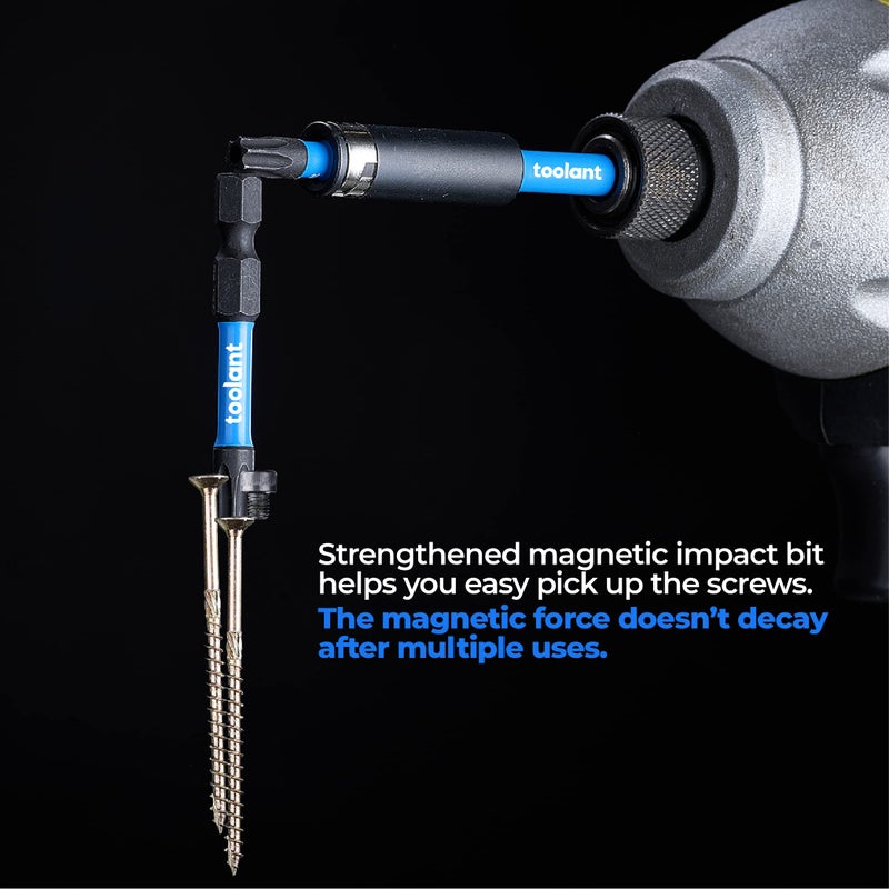 toolant مجموعة بتات توركس تأثير Toolant 27 قطعة (TT7-TT40)، مجموعة بتات توركس من فولاذ S2 للأمان، مجموعة بتات نجمة مقاومة للتلاعب مع نصائح مصنوعة بتقنية CNC، بتات تأثير بطول 1" و 2" مع حامل بت مغناطيسي وصندوق تخزين - Image 4