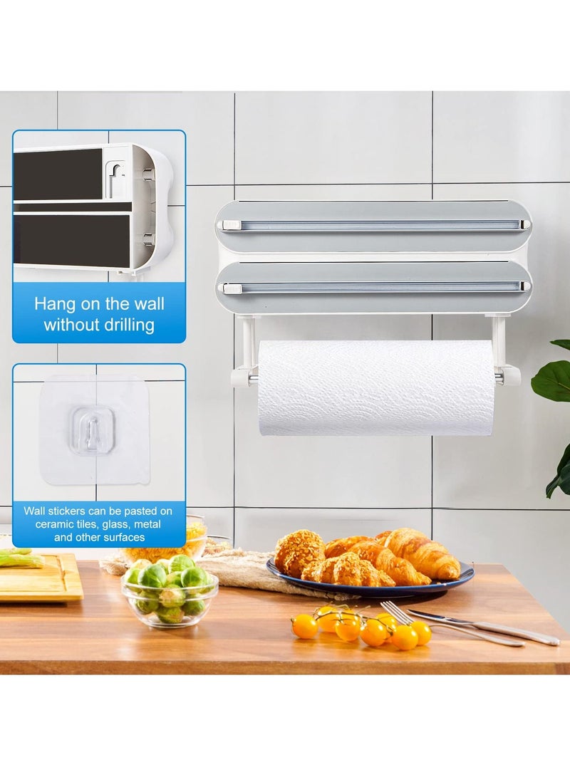 SYOSI 3 in 1 Foil and Plastic Wrap Organizer, Foil and Plastic Wrap Cutter with Paper Towel Holder Foil and Plastic Wrap Holder - Image 4