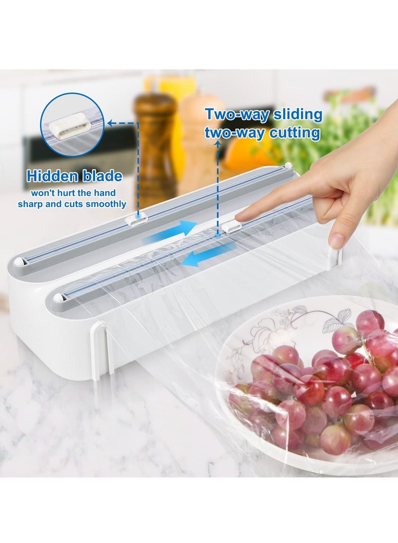 SYOSI 3 in 1 Foil and Plastic Wrap Organizer, Foil and Plastic Wrap Cutter with Paper Towel Holder Foil and Plastic Wrap Holder - Image 2