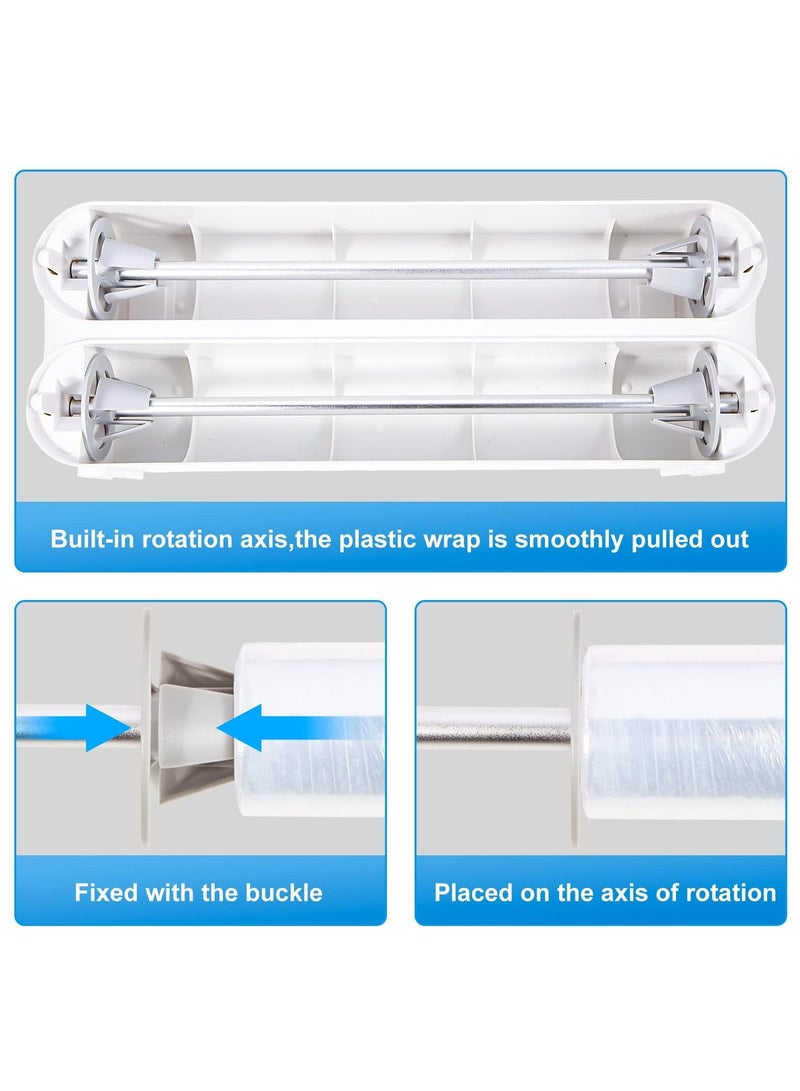 SYOSI 3 in 1 Foil and Plastic Wrap Organizer, Foil and Plastic Wrap Cutter with Paper Towel Holder Foil and Plastic Wrap Holder - Image 5