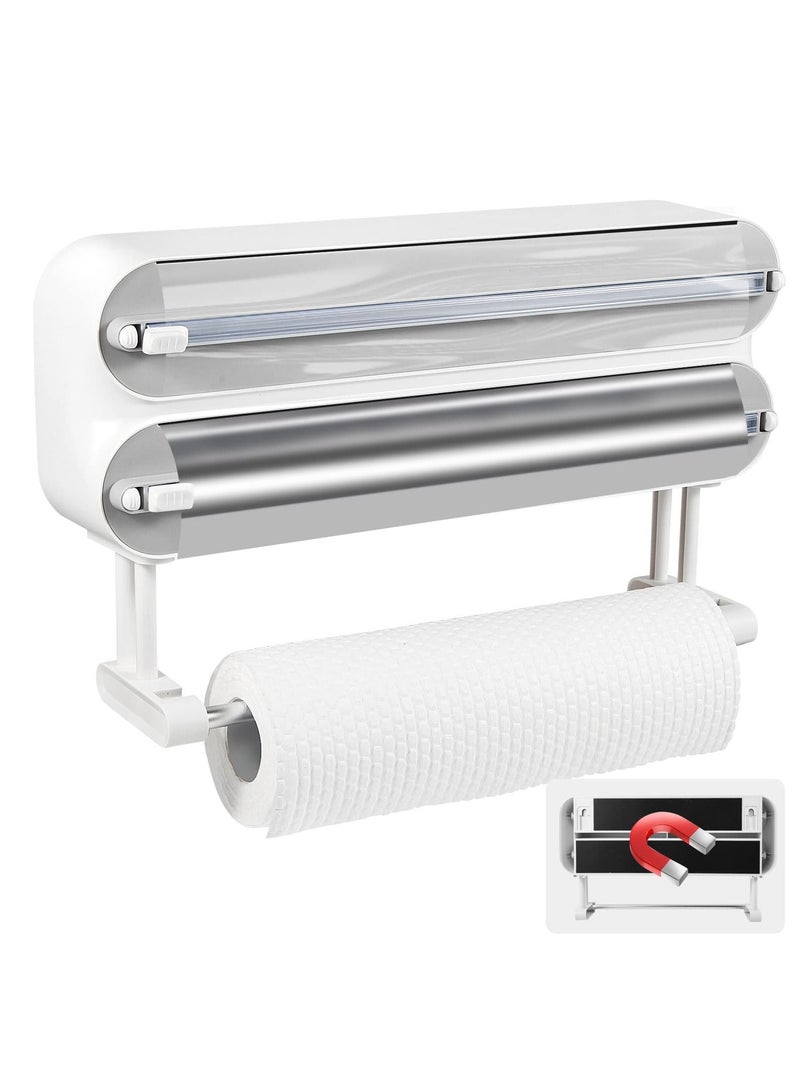 SYOSI 3 in 1 Foil and Plastic Wrap Organizer, Foil and Plastic Wrap Cutter with Paper Towel Holder Foil and Plastic Wrap Holder - Image 1