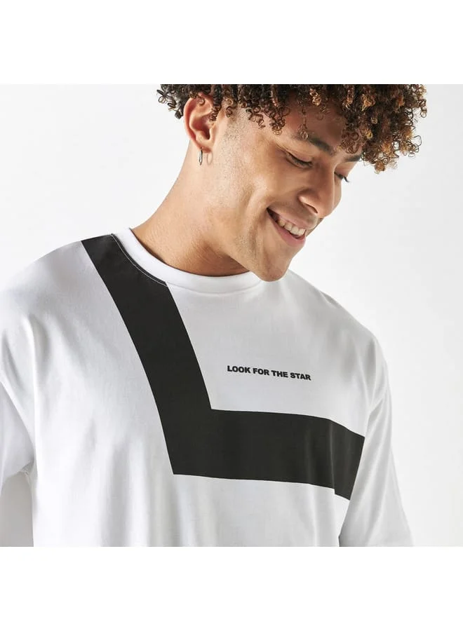 STARTER Starter Slogan Print T-shirt with Crew Neck and Short Sleeves