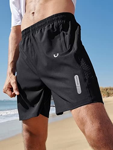 NORTHYARD Men's Athletic Running Shorts Quick Dry Workout Shorts 7"/ 5"/ 9" Lightweight Sports Gym Basketball Tennis Hiking Exercise Black S - Image 2