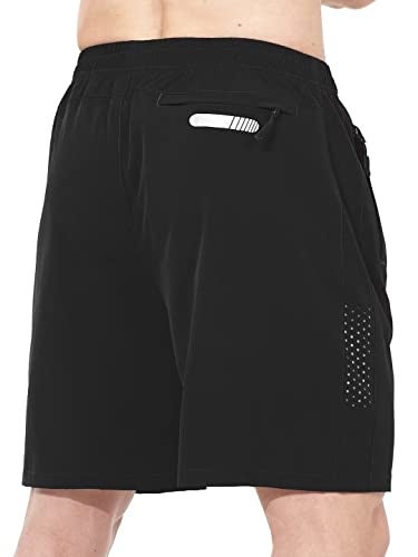 NORTHYARD Men's Athletic Running Shorts Quick Dry Workout Shorts 7"/ 5"/ 9" Lightweight Sports Gym Basketball Tennis Hiking Exercise Black S - Image 3