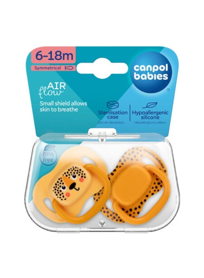 Canpol babies Silicone Symmetrical Soother 6-18m BabiesBoo orange 2 psc - Image 1