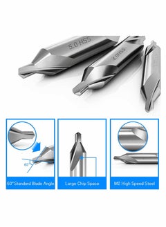 Y&D Combined Center Drill Bit Set 7 Pieces HSS 60 Degree Countersink Lathe Mill Tooling 1.0 1.5 2.0 2.5 3.0 4.0 5.0mm for Positioning and Chamfering of Wood Metal Alloys  - Image 5