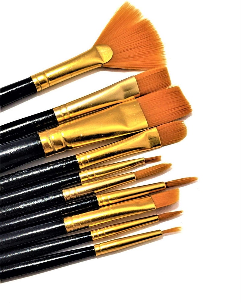 Definite Art Soft Bristles Painting Brushes Medium Handle for Students and Artists (Pack of 10 Mix Brush Set) - Image 5