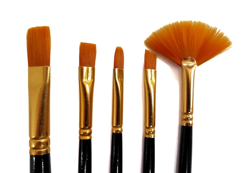 Definite Art Soft Bristles Painting Brushes Medium Handle for Students and Artists (Pack of 10 Mix Brush Set) - Image 4