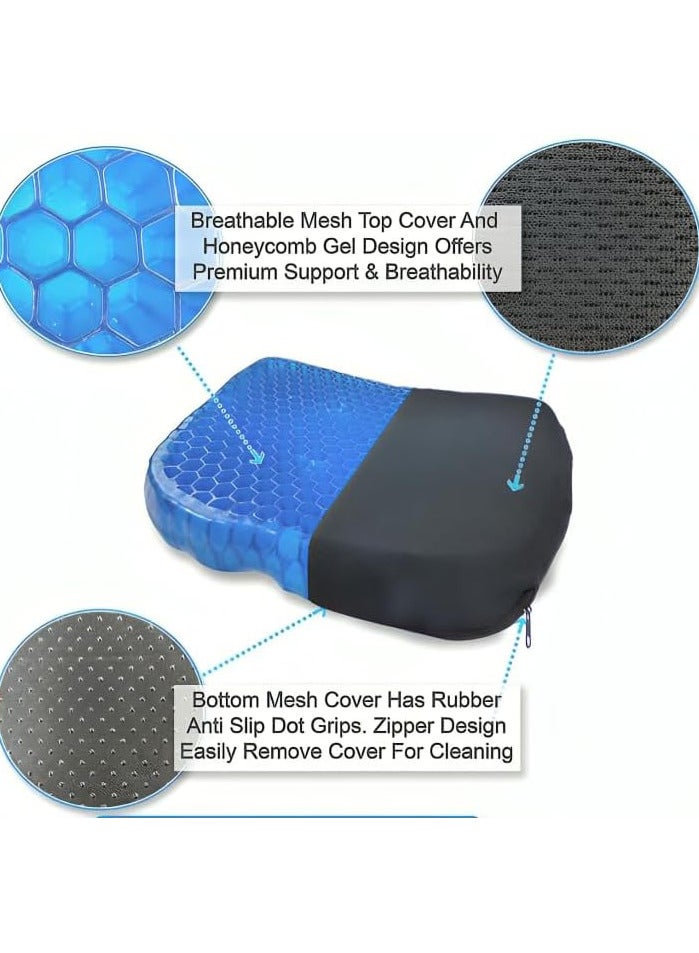 Gel Seat Cushion for Home Office Chair Carsfor Pressure Relief Tailbone Pain Blue - Image 4