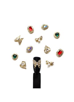 PUEEN PUEEN 3D Nail Charms Wheel of 12pcs Resin & Alloy Rhinestones Nail Art Decoration Bow Flower DIY for Nails & Cell Phones (Style B) - BH001052 