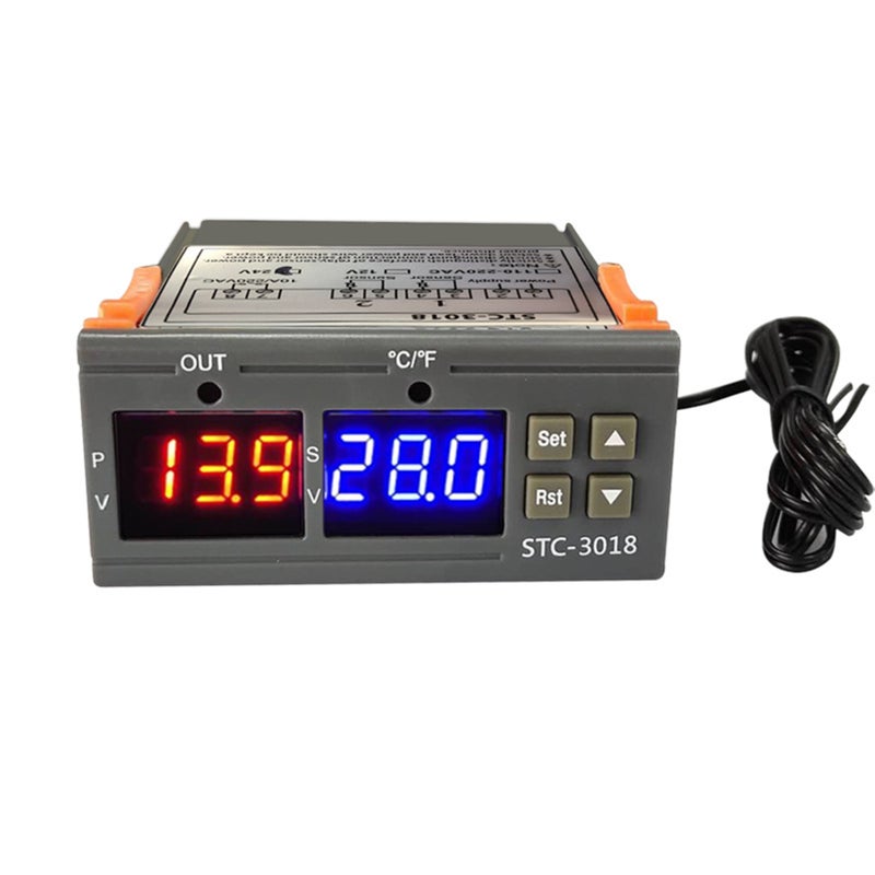 STC-3018 Temperature Controller, Digital LED Display Thermostat, Temperature Control Switch Micro Temperature Control Board Thermostat Sensor (24V) - Image 1