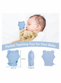 SYOSI 2 Pack Teething Mitten Baby Glove Teether Toys Silicone Soothing Pain Relief for Infant Boys & Girls for 0-6 Months Baby  - Image 2