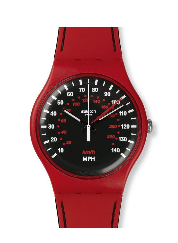 Swatch Unisex Red Brake Quartz Movement Water Resistant Wrist Watch - 41 Mm - Image 1