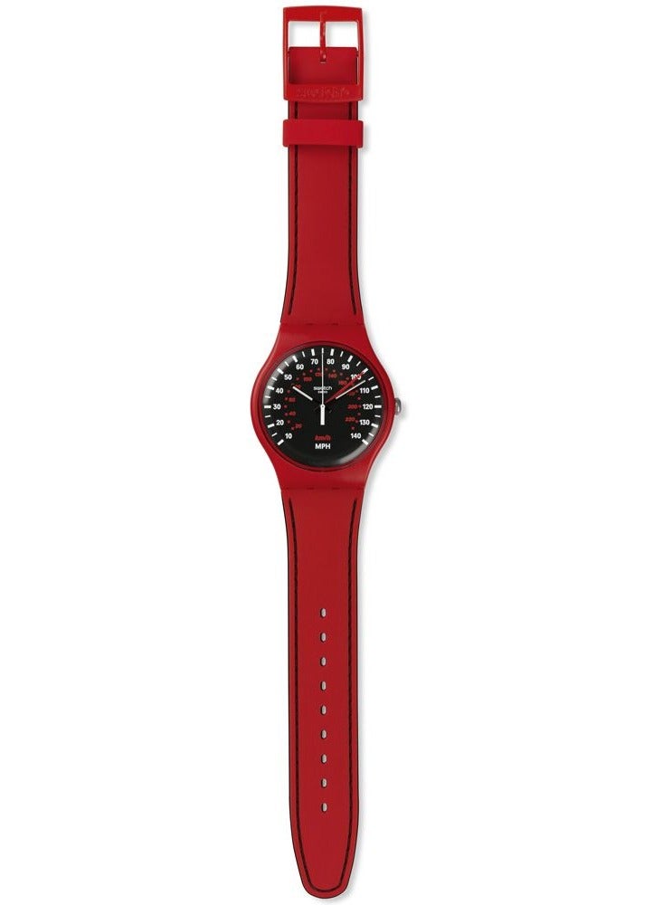 Swatch Unisex Red Brake Quartz Movement Water Resistant Wrist Watch - 41 Mm - Image 2