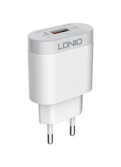 إل دينو LDNIO A303Q شاحن سريع مع كابل من USB إلى Lightning ومنفذ USB 18 واط - أبيض  - Image 4