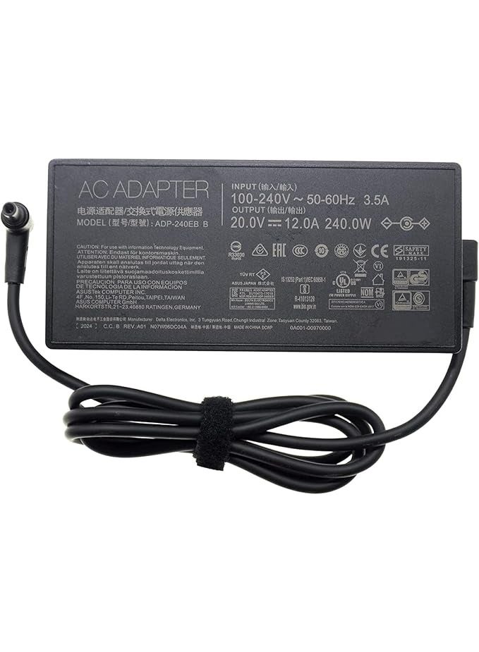 Terabyte 240W Laptop Charger for ASUS ROG - ADP-240EB B 20V 12A AC Adapter Power Supply for ASUS ROG Strix Scar 15 Zephyrus S15 S17 G15 GX550LXS RTX2080 G733QM G733QR G733QS G733QSA RTX2080 S17 GX701 GX735LXS TUF Dash F15 A17 A15 - Image 1