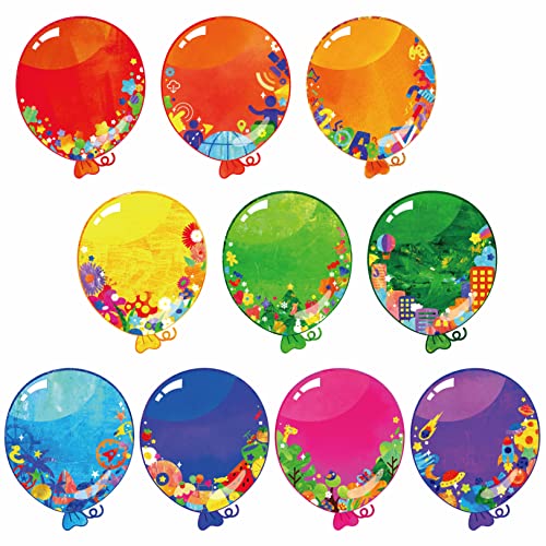 Gethelud 50 PCS Balloon Cutouts, Double-Sided Printing Balloon Accents Cut-Outs Bulletin Board Classroom Decoration in 10 Designs DIY Crafts Project Party Supplies for Kids Teacher Student Back to School - Image 1