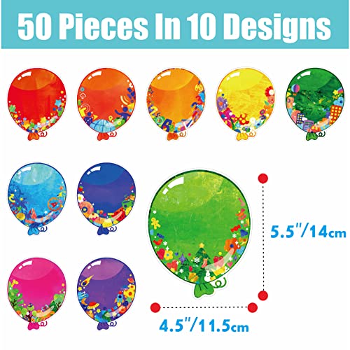 Gethelud 50 PCS Balloon Cutouts, Double-Sided Printing Balloon Accents Cut-Outs Bulletin Board Classroom Decoration in 10 Designs DIY Crafts Project Party Supplies for Kids Teacher Student Back to School - Image 4