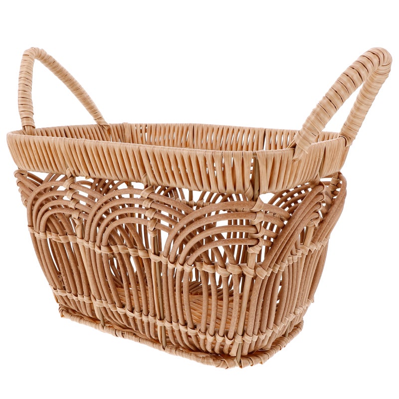 Rattan Flower Basket Handmade Wicker Planter Tray With Handle Woven Storage Basket For Home Wedding Garden Decoration Brown - Image 4