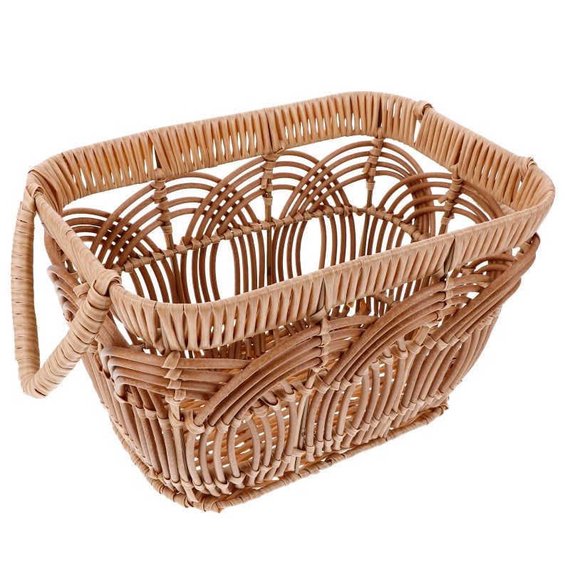 Rattan Flower Basket Handmade Wicker Planter Tray With Handle Woven Storage Basket For Home Wedding Garden Decoration Brown - Image 1