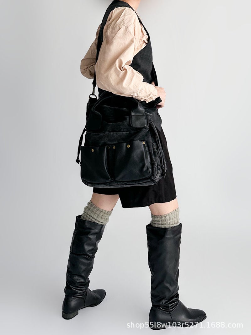 Y2K Spice Girls Fashionable Retro Sports Shoulder Crossbody Bag Washed Denim Bag Pu Leather Soft Leather - Image 5