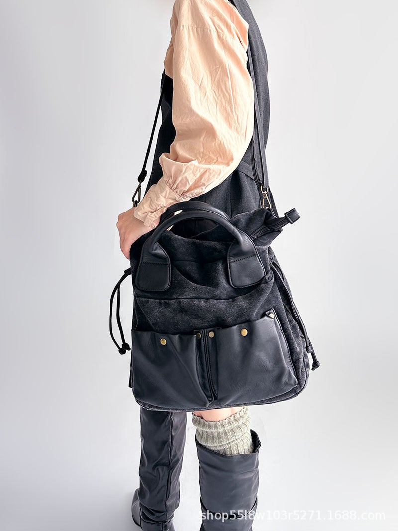 Y2K Spice Girls Fashionable Retro Sports Shoulder Crossbody Bag Washed Denim Bag Pu Leather Soft Leather - Image 2