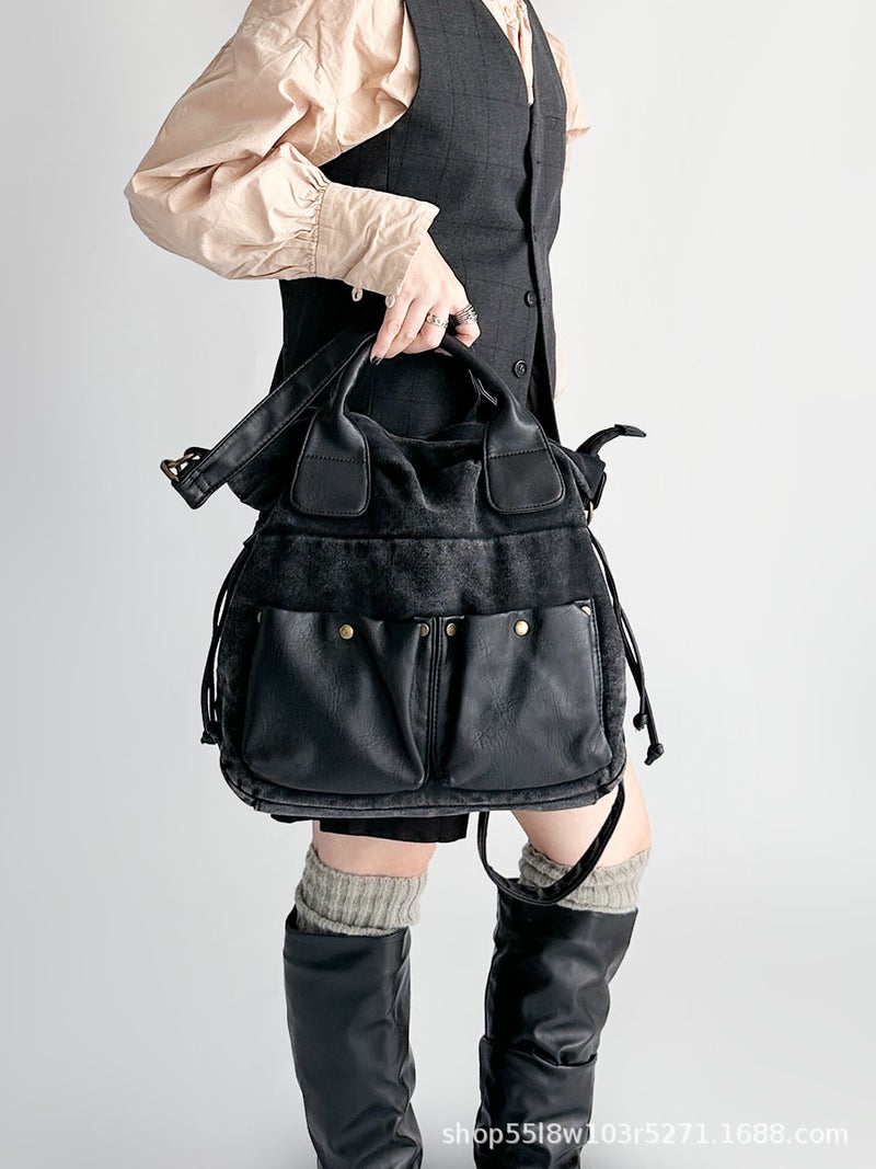 Y2K Spice Girls Fashionable Retro Sports Shoulder Crossbody Bag Washed Denim Bag Pu Leather Soft Leather - Image 3