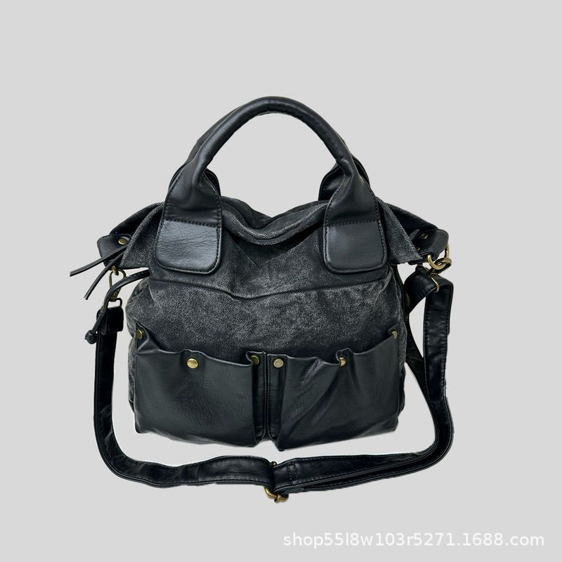 Y2K Spice Girls Fashionable Retro Sports Shoulder Crossbody Bag Washed Denim Bag Pu Leather Soft Leather - Image 1