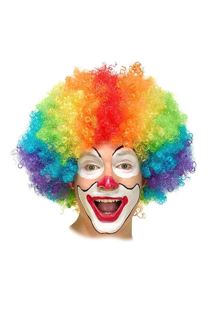 Funny Clown Curly Afro Wigs, Rainbow Costume Wig for Themed Parties and Halloween Colorful Clown Wig ( Multicolor) - Image 1