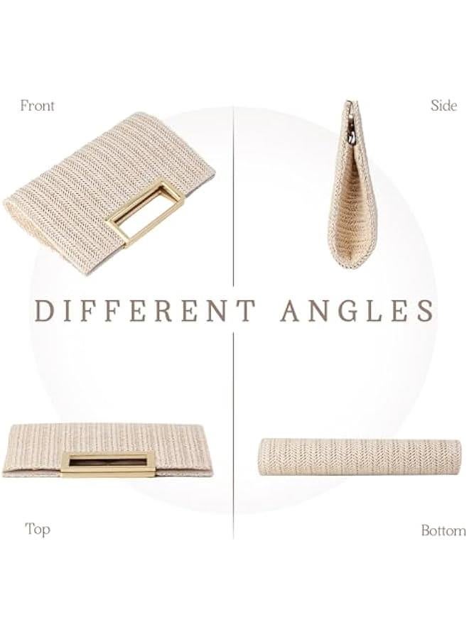 Arabest Top Handle Straw Clutch for Women Summer Clutch Straw Evening Bag Raffia Crossbody Purses Woven Beach Clutch - Image 2