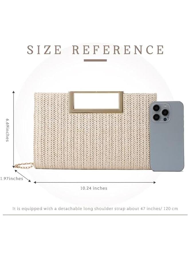 Arabest Top Handle Straw Clutch for Women Summer Clutch Straw Evening Bag Raffia Crossbody Purses Woven Beach Clutch - Image 3