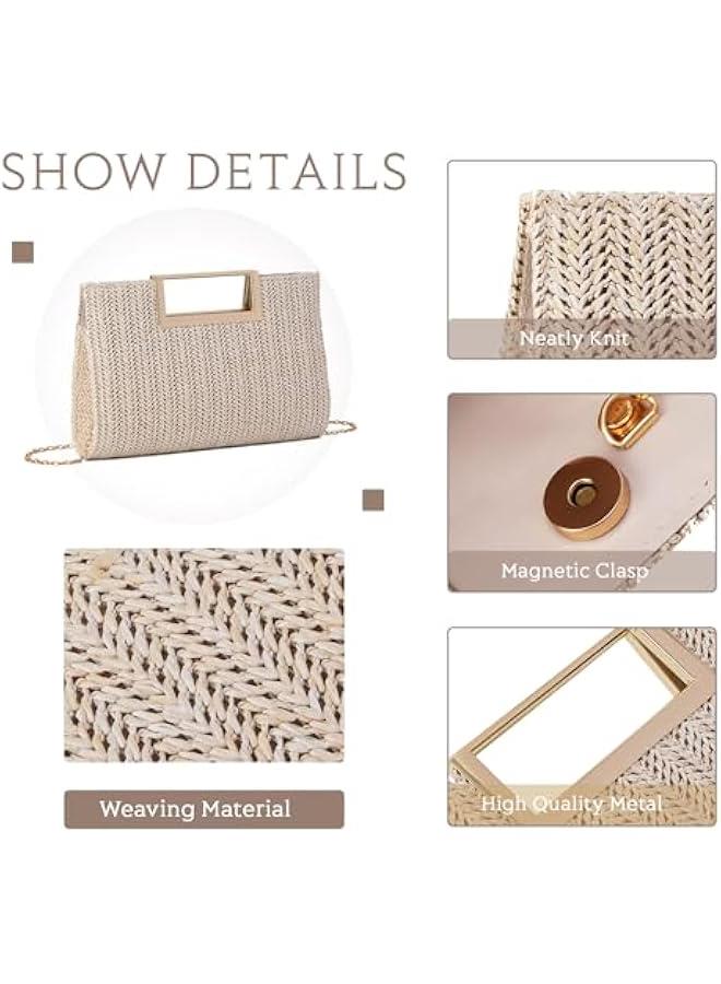 Arabest Top Handle Straw Clutch for Women Summer Clutch Straw Evening Bag Raffia Crossbody Purses Woven Beach Clutch - Image 4