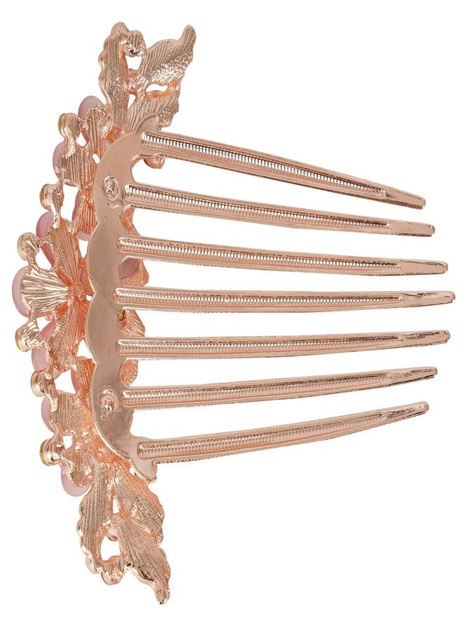 ZEMANIA مشط جانبي للشعر من زيمانيا مزين بزهرة كريستالية أكريليك | قطعة شعر ذهبية مرصعة بأحجار الراين لحفلات الزفاف والخطوبة، إكسسوارات شعر للنساء والفتيات (أحمر) - Image 5