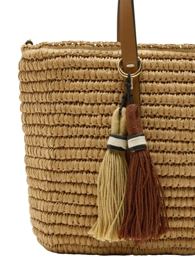 PARFOIS Tote Bag With Straw Effect And Pendant L