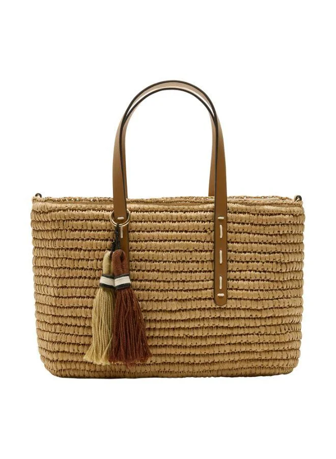 PARFOIS Tote Bag With Straw Effect And Pendant L