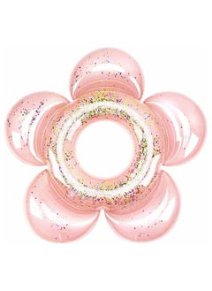 Goolsky 1Pc Pool Floats for Adults, Large Floats Inflatable Floatie Loungers with Glitter, Swim Tube River Lake Wedding Bride Engagement Party Decor Toy Raft, Flower Bachelorette Fun Decor, Rose Gold  - Image 1