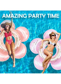 Goolsky 1Pc Pool Floats for Adults, Large Floats Inflatable Floatie Loungers with Glitter, Swim Tube River Lake Wedding Bride Engagement Party Decor Toy Raft, Flower Bachelorette Fun Decor, Rose Gold  - Image 2