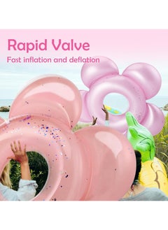Goolsky 1Pc Pool Floats for Adults, Large Floats Inflatable Floatie Loungers with Glitter, Swim Tube River Lake Wedding Bride Engagement Party Decor Toy Raft, Flower Bachelorette Fun Decor, Rose Gold  - Image 3