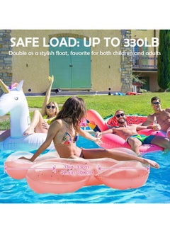 Goolsky 1Pc Pool Floats for Adults, Large Floats Inflatable Floatie Loungers with Glitter, Swim Tube River Lake Wedding Bride Engagement Party Decor Toy Raft, Flower Bachelorette Fun Decor, Rose Gold  - Image 4