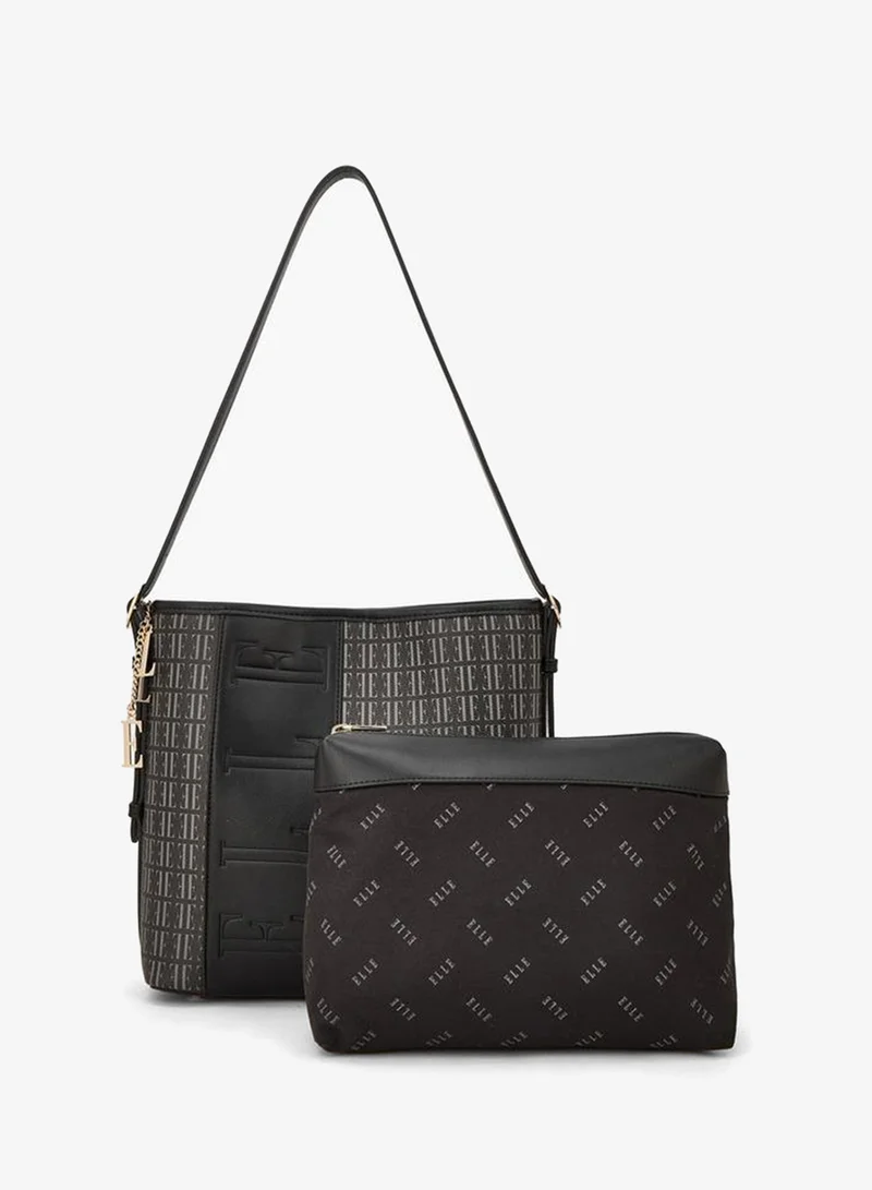 ايل Monogram Print Shoulder Bag With Pouch