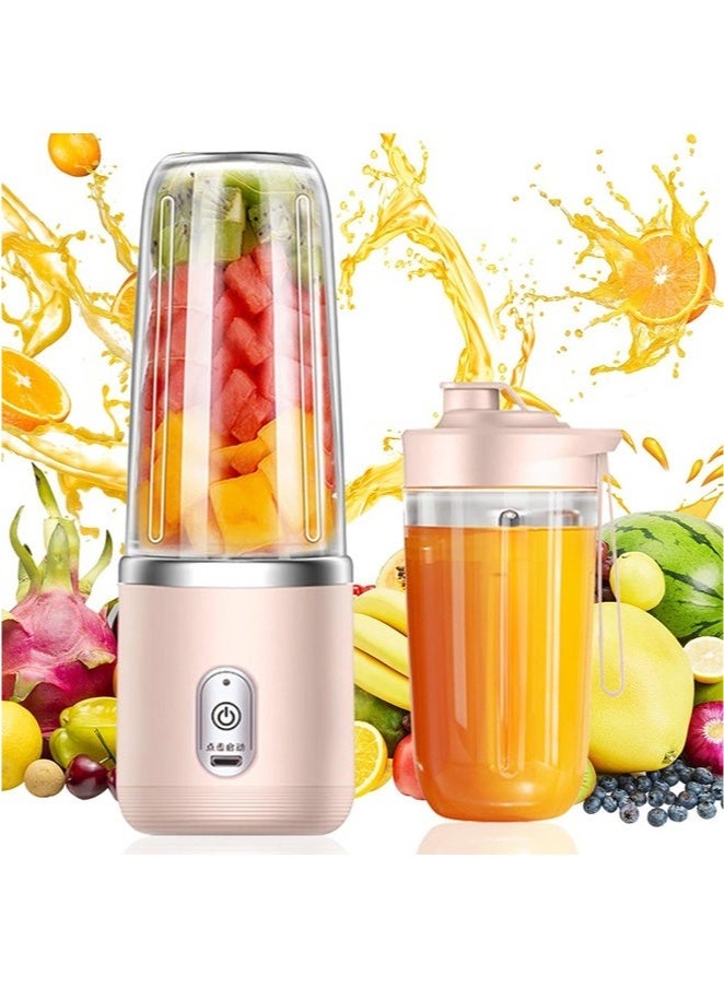 Bukela Portable Blender 350ML for Juices and Smoothies with 6 blades Puwerful performances Fusion Blender, USB Rechargeable, Lid, Cup included,  Fit for travel and outdoor activities,Blender Mixer,Handheld Travel,Home for Smoothies,Shakes,Fruit,Ice（Pink） - Image 1