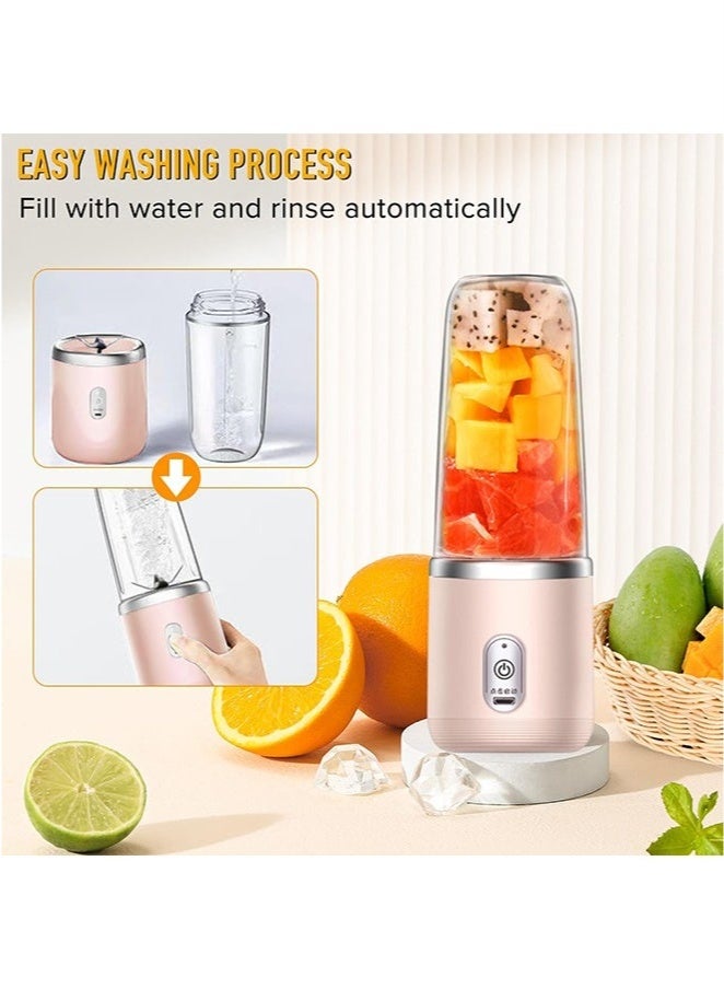 Bukela Portable Blender 350ML for Juices and Smoothies with 6 blades Puwerful performances Fusion Blender, USB Rechargeable, Lid, Cup included,  Fit for travel and outdoor activities,Blender Mixer,Handheld Travel,Home for Smoothies,Shakes,Fruit,Ice（Pink） - Image 5