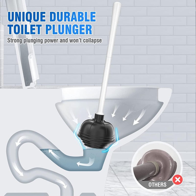 uptronic Toilet Plunger with Holder, Unique Plunger with All-Angle Design, Plungers for Bathroom with Holder, Heavy Duty Toilet Plunger for 5.7-inch Toilet Drain Bathroom Cleaning - Image 2